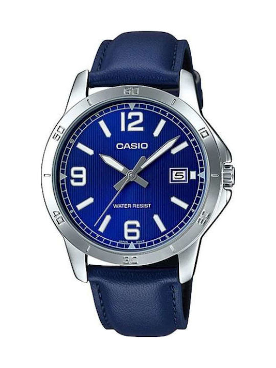 Casio Enticer Herrenuhr 41.5mm Batterie mit Blau Lederarmband