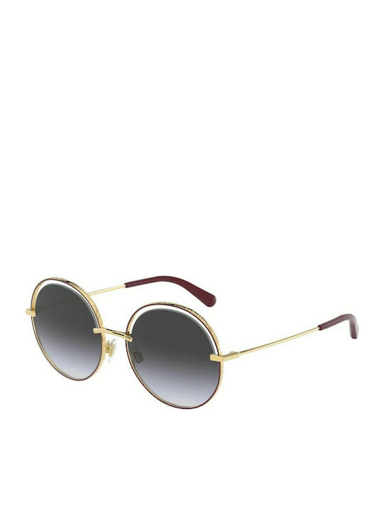 Dolce & Gabbana Women's Sunglasses with Gold Metal Frame and Gray Gradient Lens DG2262 1333/8G