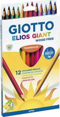 Giotto Elios Giant Triangular Maxi Coloured Pencils Set 12pcs