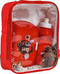 Kids Set Lunch Plastic Box Red L24xW23xH09cm