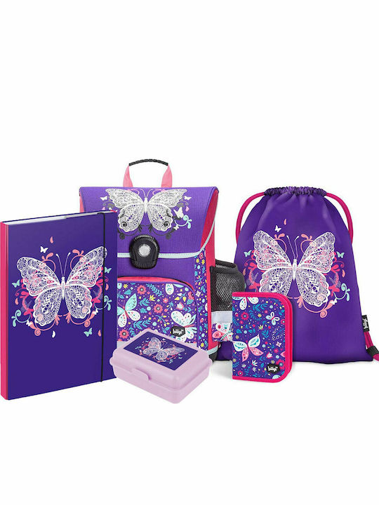 Baagl Πεταλούδα School Bag Backpack Elementary, Elementary in Purple color