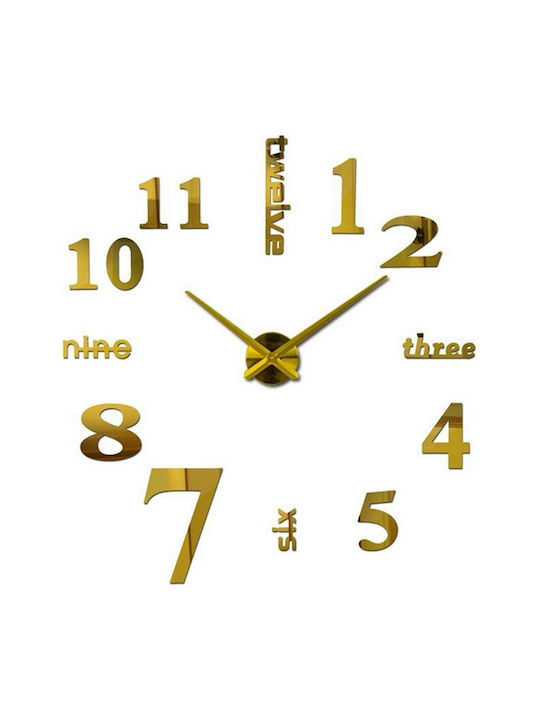 Ρολόι Τοίχου Αυτοκόλλητο Modern Πλαστικό Χρυσό