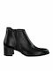 Marco Tozzi Leather Women's Ankle Boots with Medium Heel Black