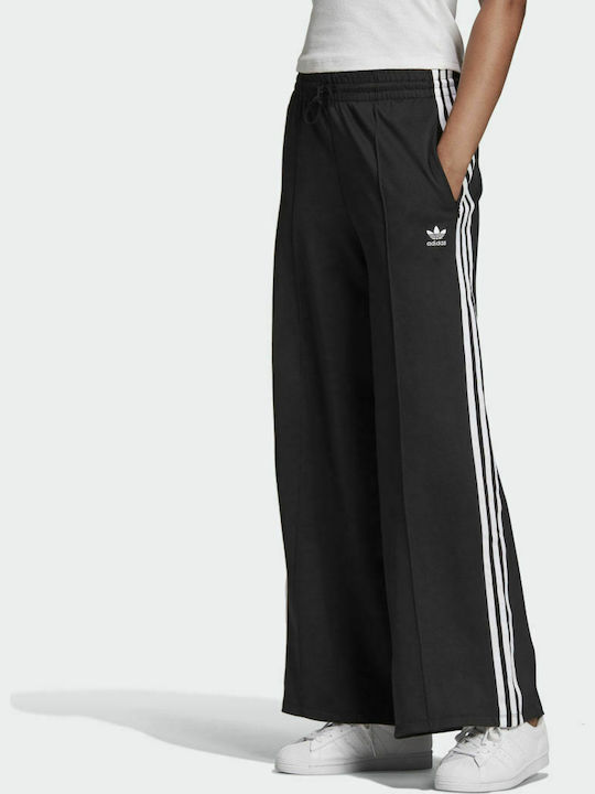 Adidas Primeblue Relaxed Wide Ψηλόμεσο Παντελόνι Γυναικείας Φόρμας Φαρδύ Μαύρο