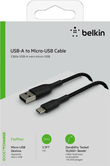 Belkin Geflochten USB 2.0 auf Micro-USB-Kabel Schwarz 1m (CAB007bt1MBK) 1Stück