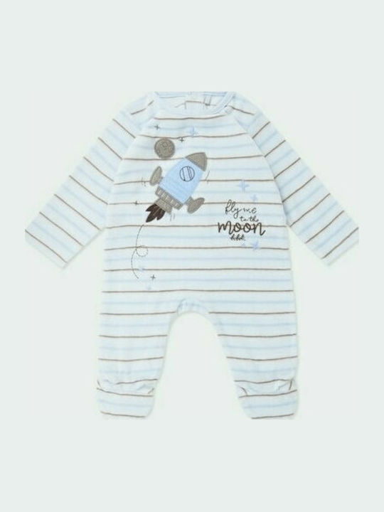 Boboli Babystrampler Langärmliges Samt Hellblau