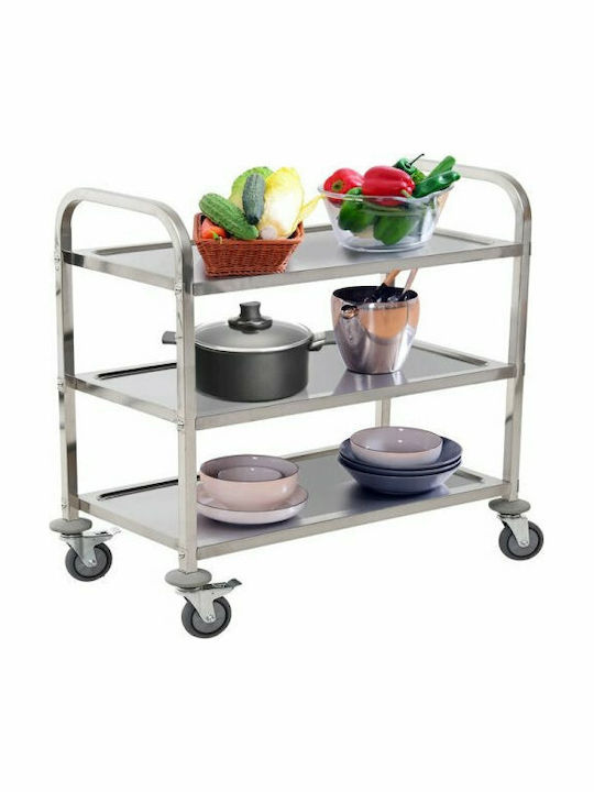HomCom HomCom Metal Wine Rack with Wheels Silver 85x45x90cm