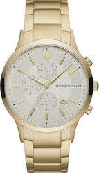 Emporio Armani Renato Battery Chronograph Watch with Metal Bracelet Gold