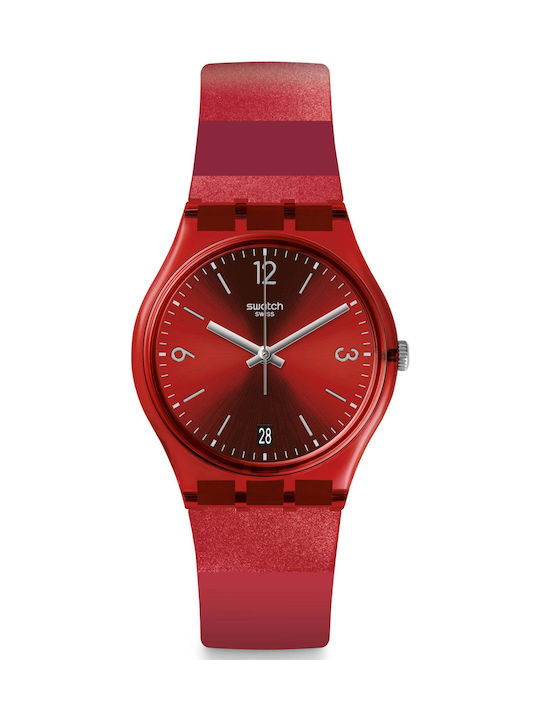 Swatch Ruberalda Watch with Red Rubber Strap