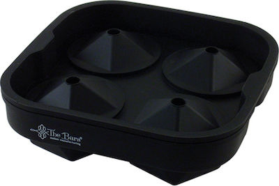 The Bars Silicone Ice Cube Tray Diamond 4 Slots with Lid Black M002