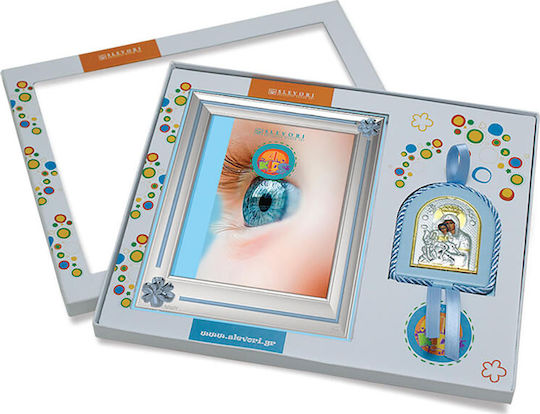 Slevori Frame with Religious Icon made of Silver for Boy 2pcs
