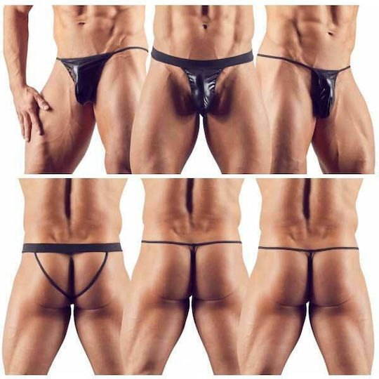 Svenjoyment Underwear Wetlook Thong Set Black 3τμχ
