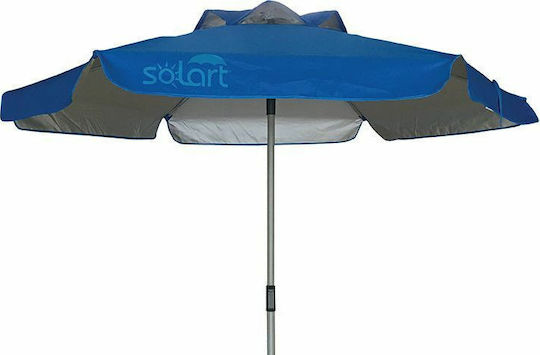Solart Folding Beach Umbrella Aluminum Diameter 2m with UV Protection and Air Duct Blue