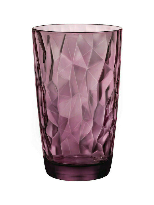 Bormioli Rocco Diamond Glas Wasser aus Glas in Lila Farbe 470ml 00.10178 1Stück
