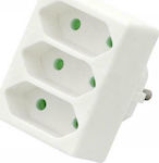 R-3 3-Outlet T-Shaped Wall Plug White