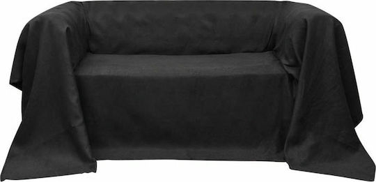 vidaXL Покривка За Триместен Диван Кадифе 210x280см Сива