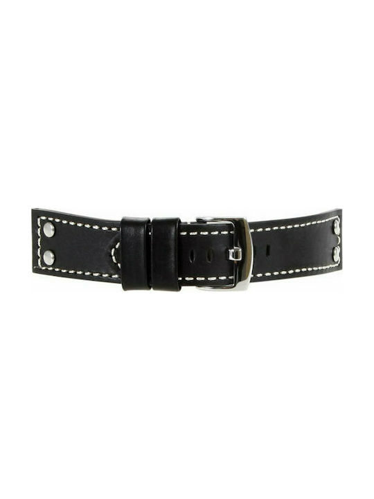 Tzevelion ART 2844 Leather Strap Black/Silver 24mm