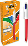 Bic 4 Colours Shine Pen Ballpoint 1mm with Multicolour Ink Red