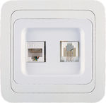 Makel Mimoza Double Network Socket RJ45/RJ11 Cat5 White 12037