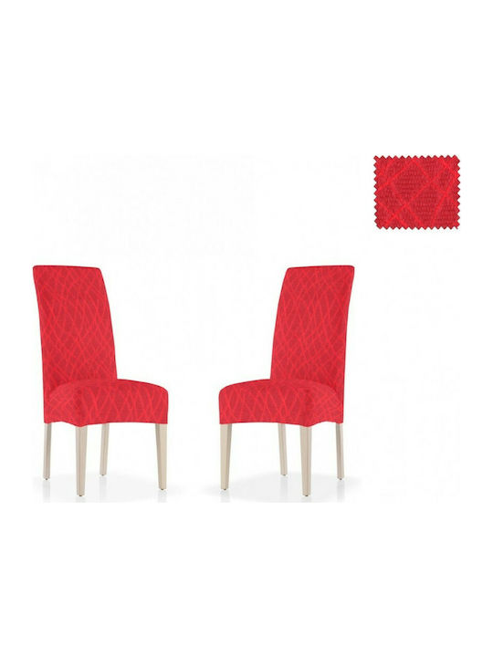 Mc Decor Ελαστικό Κάλυμμα Καρέκλας Waves Κόκκινο με Πλάτη 2τμχ