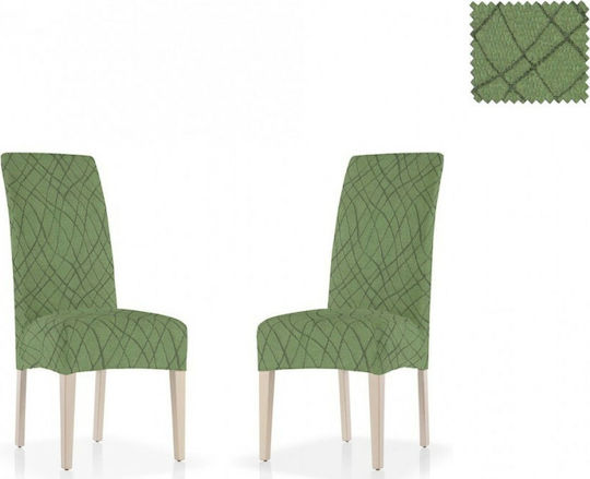 Mc Decor Waves Ελαστικό Κάλυμμα Καρέκλας με Πλάτη Πράσινο 40εκ. 2τμχ