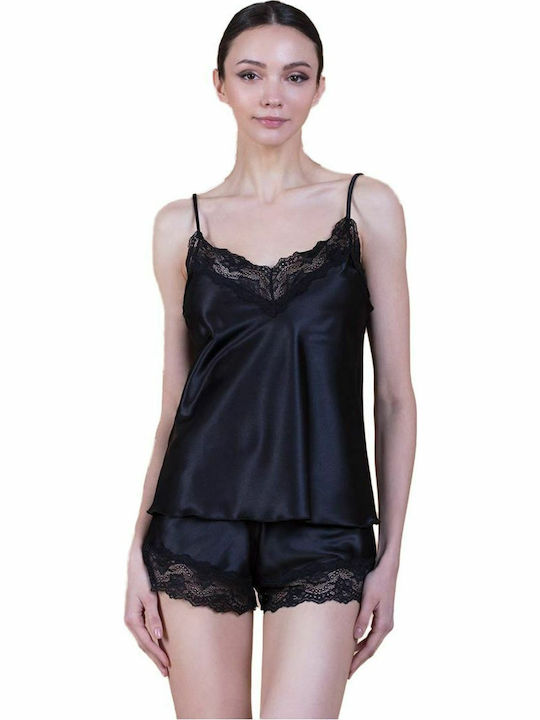 Milena by Paris Satin Babydoll Schwarz 4157 004157-Μαύρο