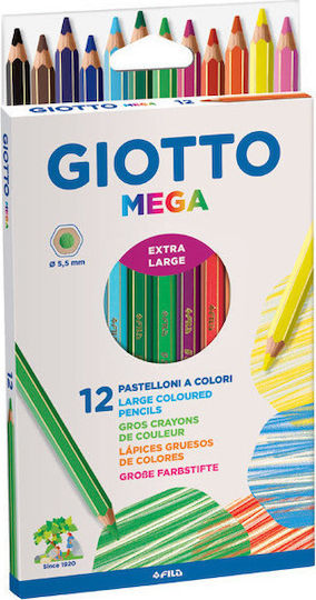 Giotto Mega Extra Large Комплект цветни моливи с дебел връх 12бр Пакет от 1 опаковки