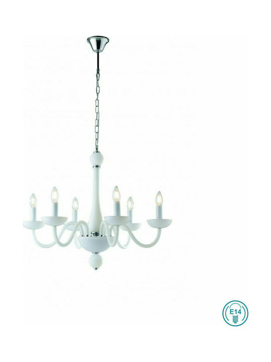 Fan Europe Alfiere Chandelier Candlestick 6xE14 White I-ALFIERE/6 BCO