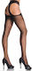 Leg Avenue Transparente Strumpfhose mit Haltgarter Sexy Kalson Schwarz