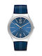 Swatch Bienne By Day Watch with Navy Blue Rubber Strap