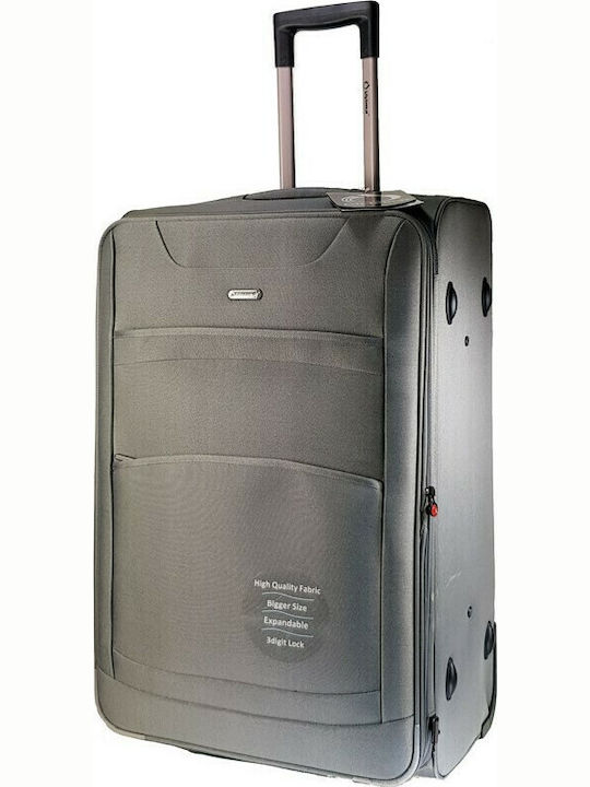Diplomat Large Travel Suitcase Fabric Gray with 2 Wheels Height 77cm 6019-L