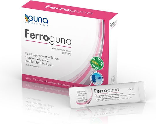 Guna Ferroguna With Stevia με Βιταμίνη C 28 φακελίσκοι Unflavoured