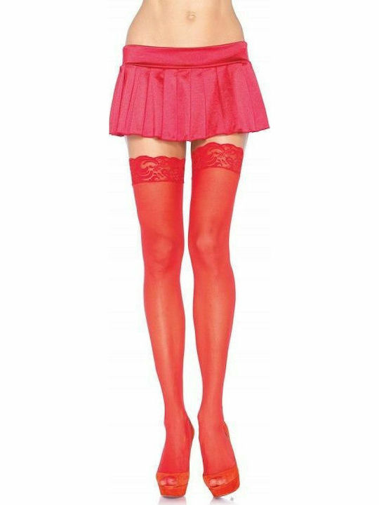 Leg Avenue Sheer Thigh Highs Sexy Κάλτσες Κόκκινες