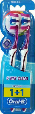 Oral-B Complete 5 Way Clean 40 1+1 Manual Toothbrush Medium Fuchsia/ Fuchsia 2pcs