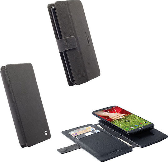 Krusell Leather Malmo Flipwallet Slide Caz carte până la 4.5" Negru