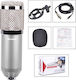 Condenser XLR Microphone BM-800 Shock Mounted/Clip On for Voice In Silver Colour