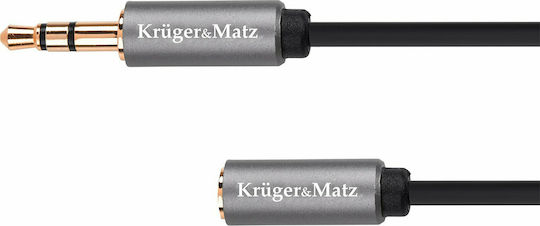 Kruger & Matz 3.5mm Jack Cable Male to Female Black 1m with Gold Plated Terminals KM1229