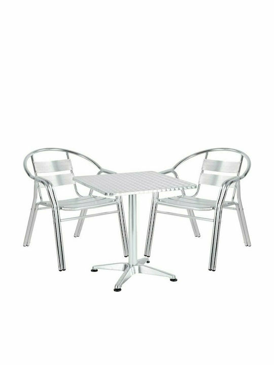 Set Dining for Small Outdoor Spaces Silver 3pcs