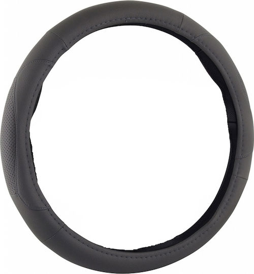 Carman Car Steering Wheel Cover with Diameter 37-38cm made of Leatherette Gray