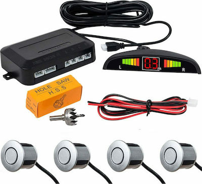 Car Parking System with Screen and 4 Sensors in Silver Colour AM0001020