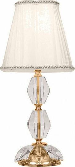 Fan Europe Riflesso-L1 ORO Crystal Table Lamp for Socket E14 with White Shade and Transparent Base