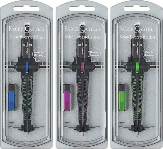 Faber-Castell Twister Μεταλλικός Διαβήτης με Μύτη και Ροδέλα σε Κουτί Γκρι (Διάφορα Χρώματα)