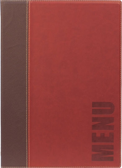 Securit Menu Holder made of PU Leather in Red Colour 25.3x17.7 cm Trendy Range A4