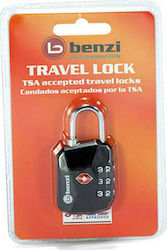 Benzi Padlock Brass Combination Black with TSA Certification 1pcs