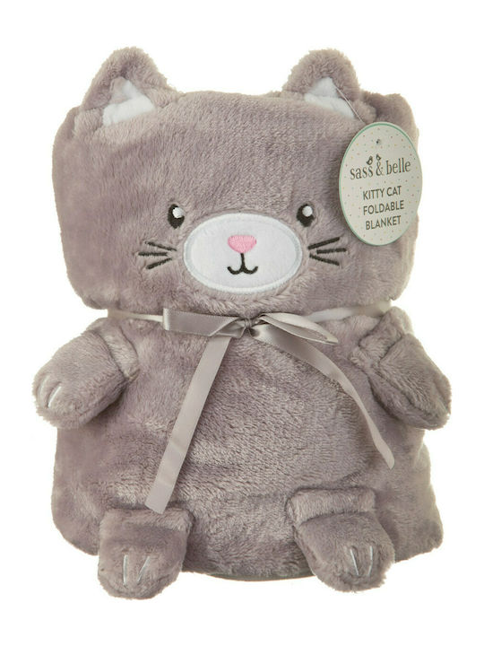 Sass & Belle Одеяло Детски пелени за пелени Kitty Cat Флийс Кафяв с Животно 70x105см.