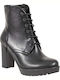 Ragazza Leather Women's Ankle Boots with High Heel Black