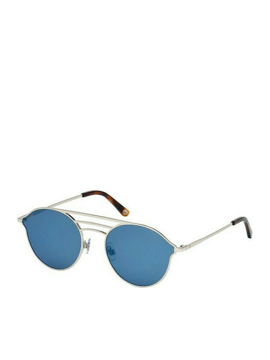 Web Women's Sunglasses with Silver Metal Frame and Blue Lens WE0207 16X