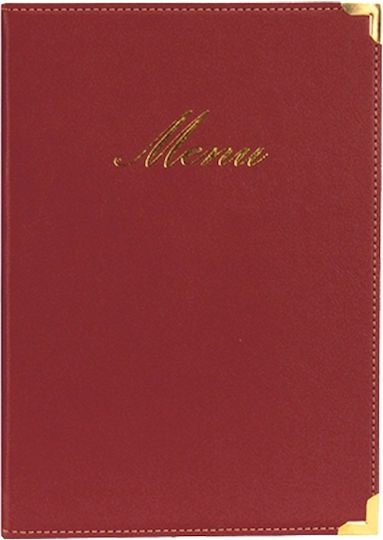 Securit Menu Holder Made of PU Leather in Red Colour 25x18 cm Classic Range