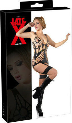 LateX Revealing Latex Suspender Basque Bodysuit Black