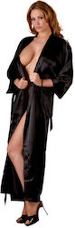 Cottelli Collection Long Satin Kimono Sexy Robe Black